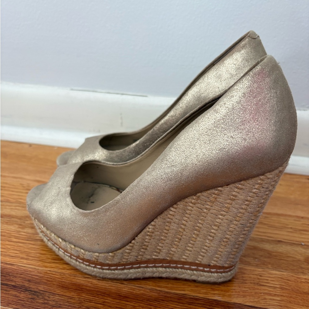 Saks Fifth Avenue Gold Wedge Shoes